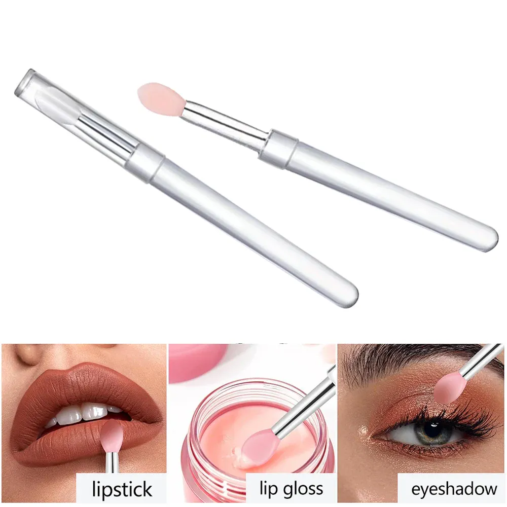 3/5/10PCS Wiederverwendbare Lippen Pinsel Silikon Lippen Maske Applikator Transparent Lippenstift Werkzeug Für Lip Gloss Lidschatten pinsel Make-Up-Tools — image 3