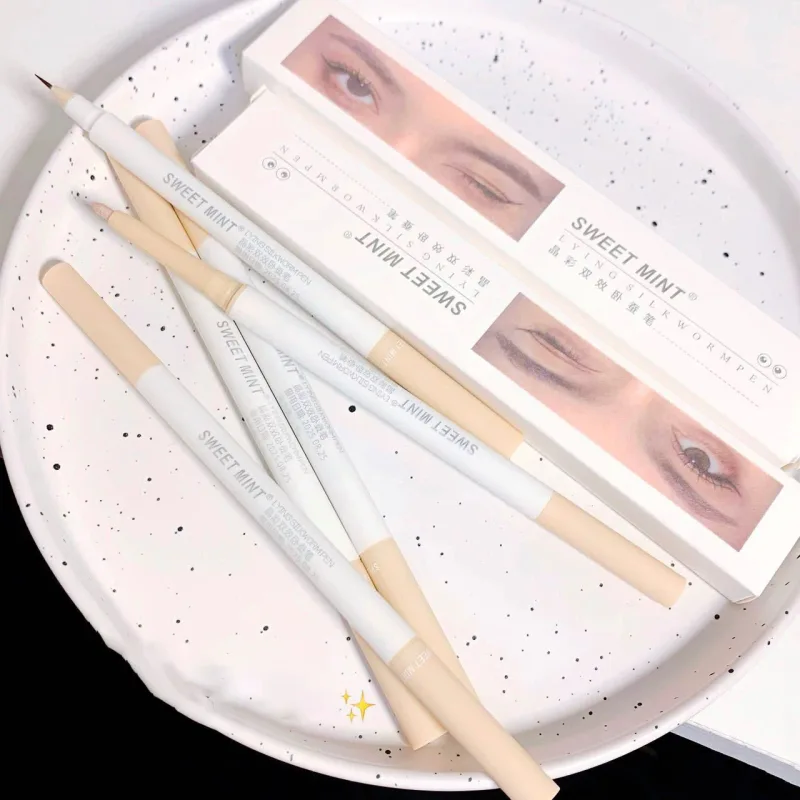 Stylo d'ombre à paupières liquide 2 en 1, crayon à paupières Ultra scintillant, maquillage coréen durable pour les yeux, stylo Gel à pigments à haute brillance, ver à soie — image 5