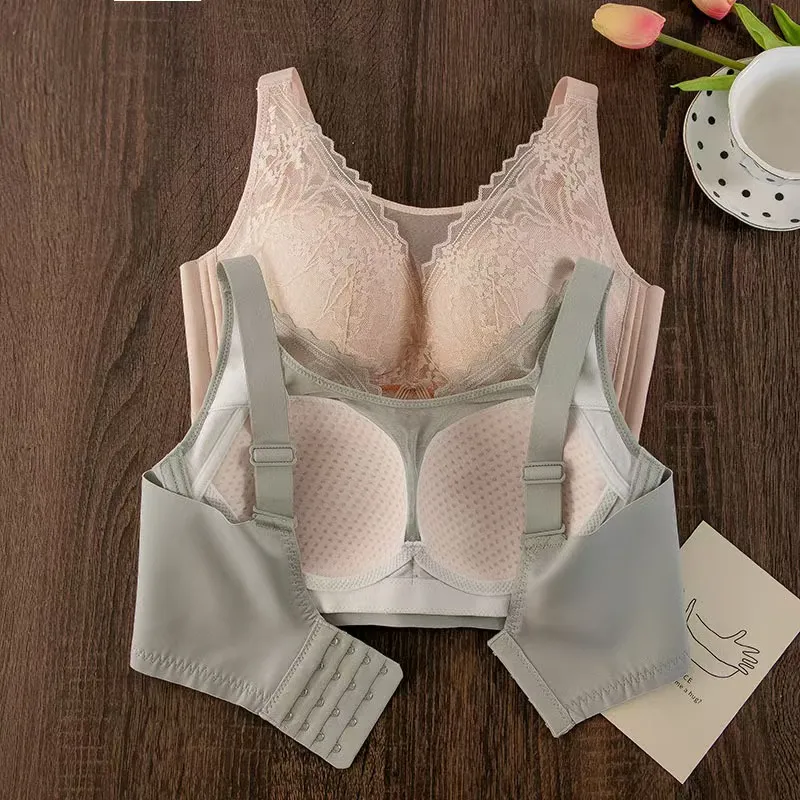 PLUS ขนาดผู้หญิง Bra บางไม่มีแหวนเหล็กสบาย Breathable Bras ชุดชั้นในปรับ Push Up ผู้หญิงเซ็กซี่ชุดชั้นใน Bra BCD ถ้วย — image 4