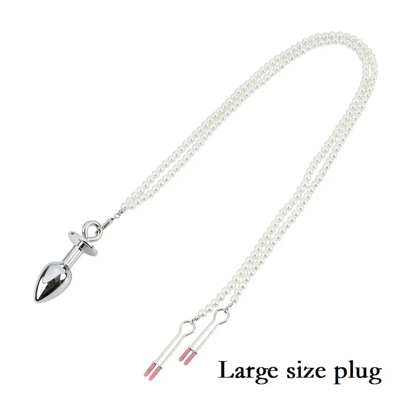 Piccole medie grandi perline anali Butt plug Morsetti per capezzoli di perle Set con catena Clip per seno in metallo Bondage Coppia schiava Gioco Giocattolo del sesso — image 15