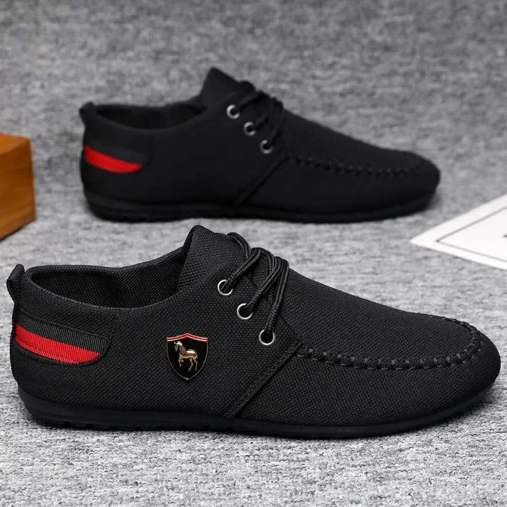 Mocassini casual da uomo in tessuto traspirante, comode scarpe basse stringate con suola morbida, versatili per gli spostamenti quotidiani e l'abbigliamento leggero da lavoro, leggere, resistenti all'usura, non soffocanti sui piedi, comode da indossare a lungo, adatte a molteplici occasioni. — image 2