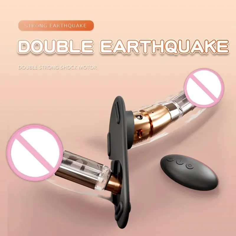 Strapon Künstlicher Penis-Vibrator, elektrischer Doppelkopf, vibrierend, tragbarer Strap-on-Gürtel-Dildo, G-Punkt, Sexspielzeug für Frauen, Lesben — image 3