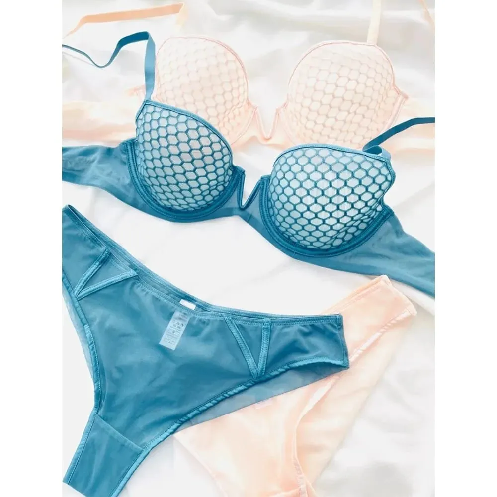 Halv kop minimizer bh til kvinder sommer ultra tynd blød bøjle push-up fransk dyb v-hals plus størrelse brystholder 34-44 B-C CUP — image 1