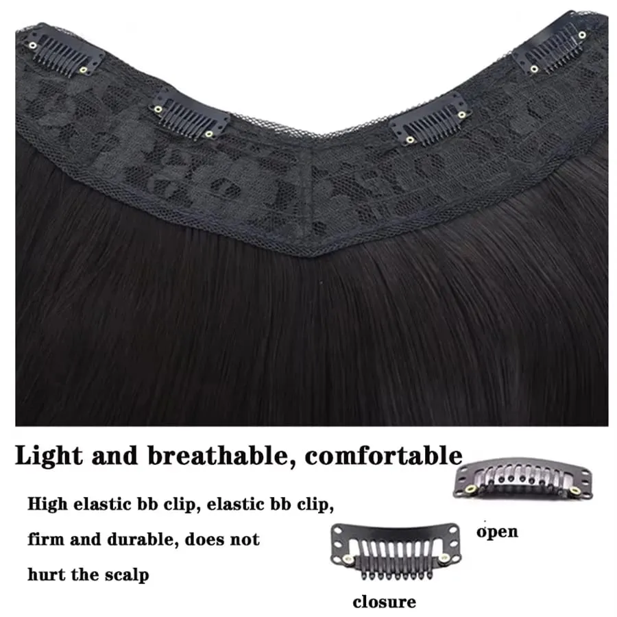 Perruque synthétique longue bouclée Invisible en forme de U, sans trace, avec boucle intérieure, Extension pour filles, fête quotidienne, noël, Halloween — image 5