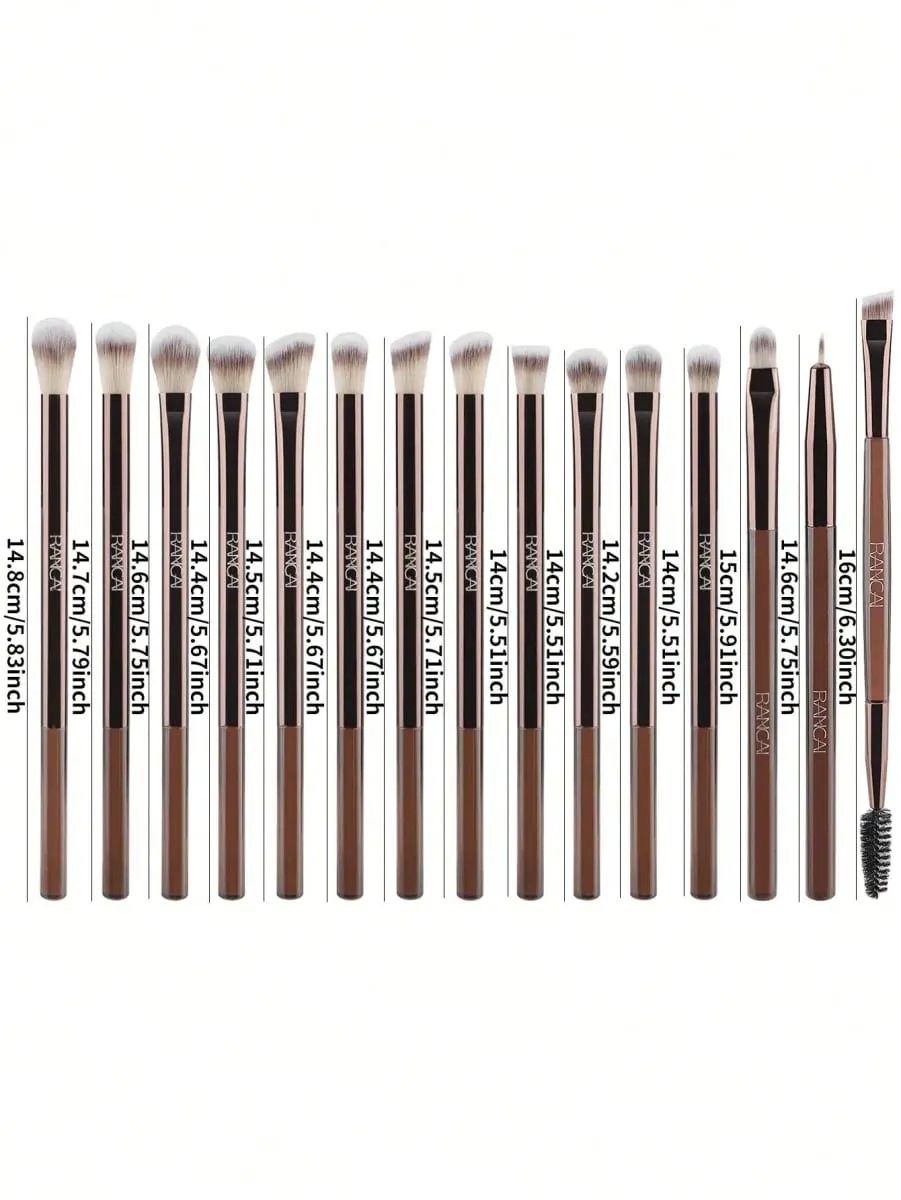 Conjunto de pincéis de maquiagem profissional para olhos, 15 peças, cerdas macias, mistura de sombra, delineador de sobrancelha, kit de maquiagem cosmética