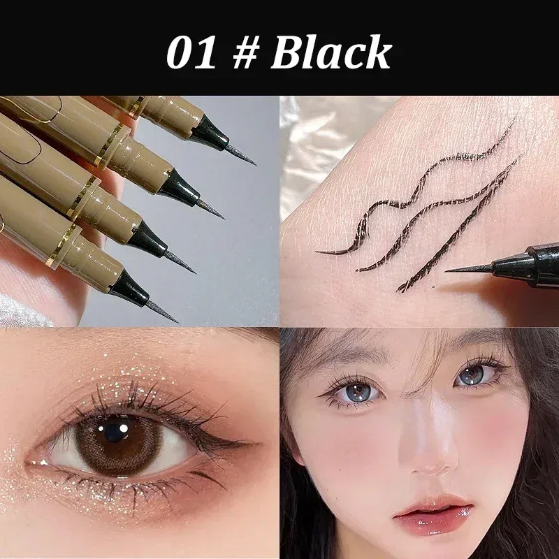 Schwarzbrauner wasserfester, schnell trocknender flüssiger Eyeliner, ultrafein, matt, langlebig, Seidenraupen-Eyeliner, Bleistift, Augen-Make-up-Geschenke — image 6