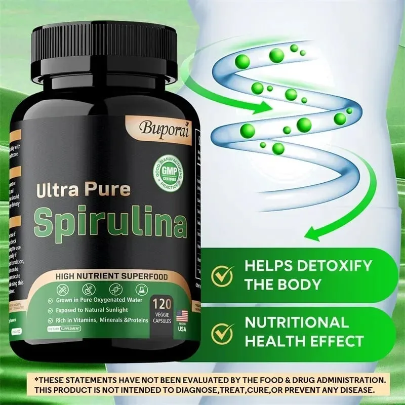 Organic Spirulina Supplement - Detoxification Nutrition Immune System Health Cardiovascular Health AntioxidantSupplements — image 1
