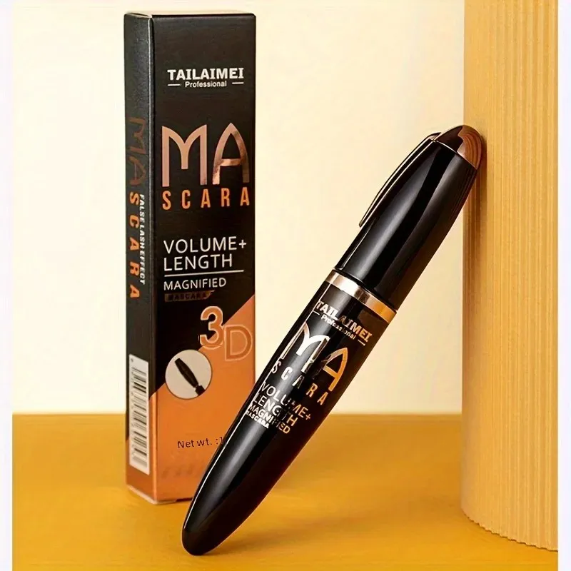 1 ST Waterdichte 3D Mascara Dikke Lange Vlekbestendige Mollige Gecodeerde Langdurige Curling Grote Oogmake-up met 360 ° Spiraalborstel — image 4