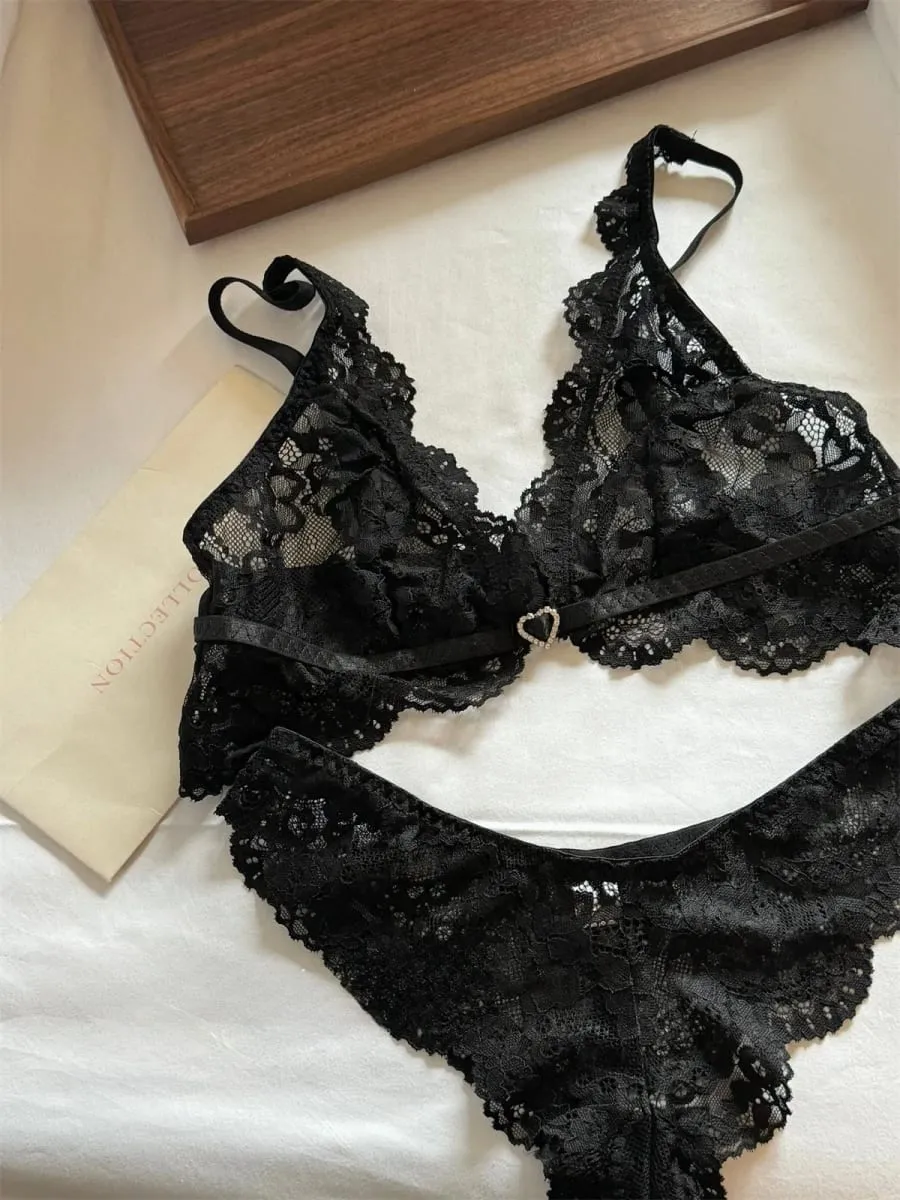 Love cup underwear thin section glossy back lingerie gathered up support large breasts show small bra set