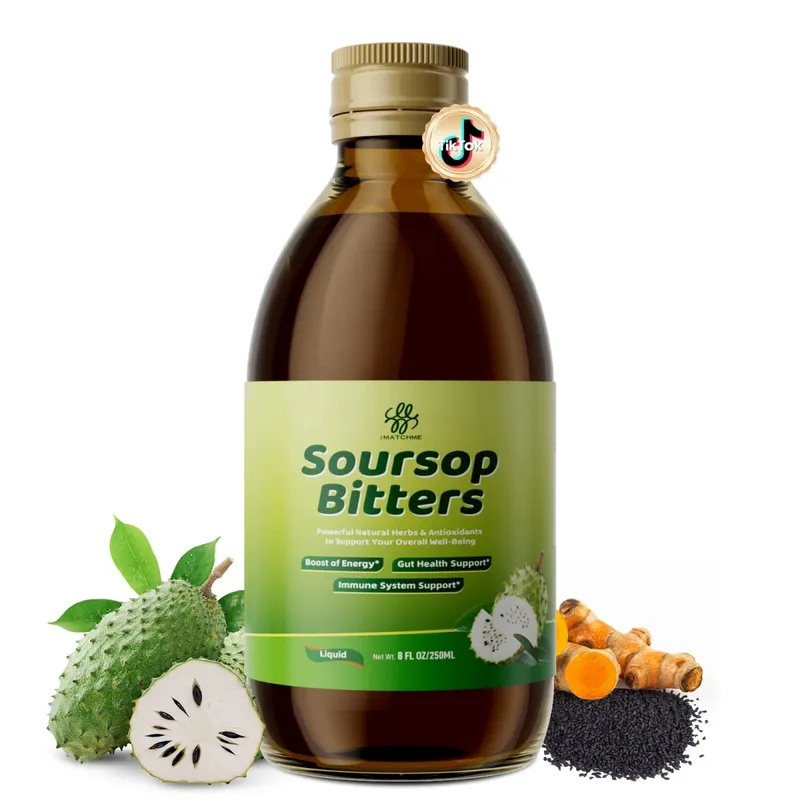 Płyn Soursop Bitters z moringą i kurkumą do oczyszczania układu trawiennego i jelit Przeciwutleniacz Zdrowie skóry Regeneracja komórek Odporność