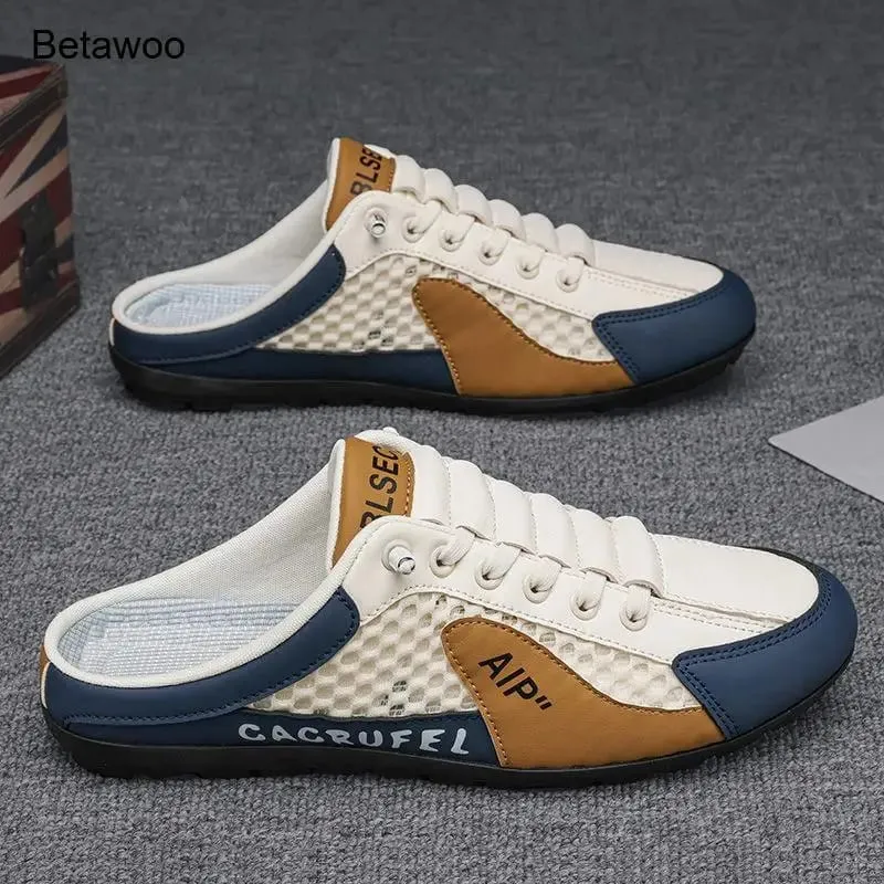Wsuwane trampki bez pleców dla mężczyzn Oddychające buty na co dzień z siateczki — image 2