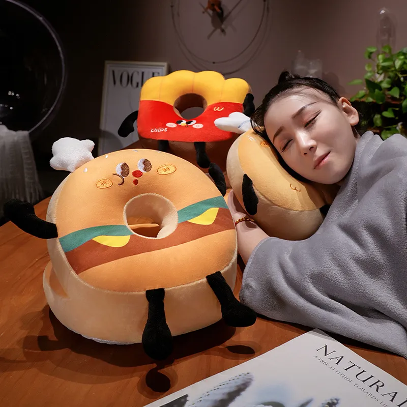 Hamburger Chips Plush Kawaii Sleeping Pillow Cartoon Cushion for Office Chair Waist Backrest Cushion Sofa Home Decor Kid Gifts — image 3