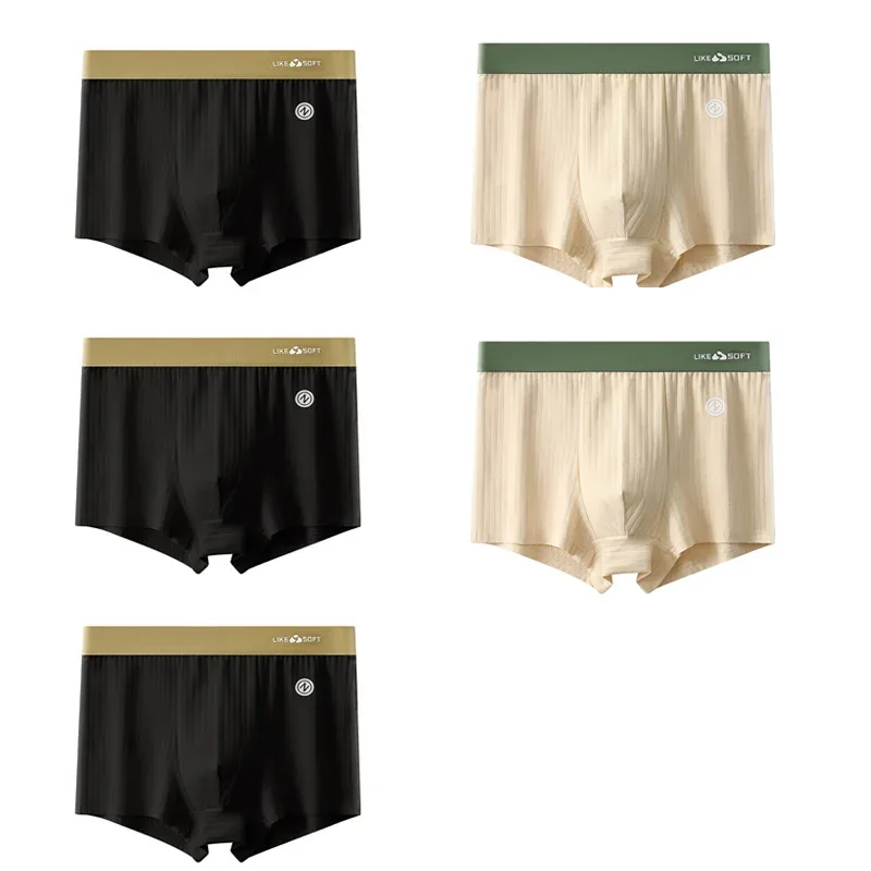 5 pezzi boxer da uomo a righe morbidi e traspiranti a vita media elastico in vita misto cotone pantaloncini intimi da uomo — image 16