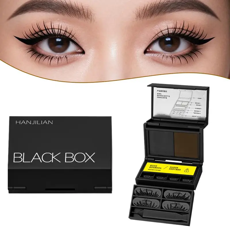 Tragbares 3-in-1-Augen-Make-up-Set für Frauen, wasserfest, wischfest, Stempelmarkierung für die unteren Wimpern und Punktierstift und Eyeliner — image 2