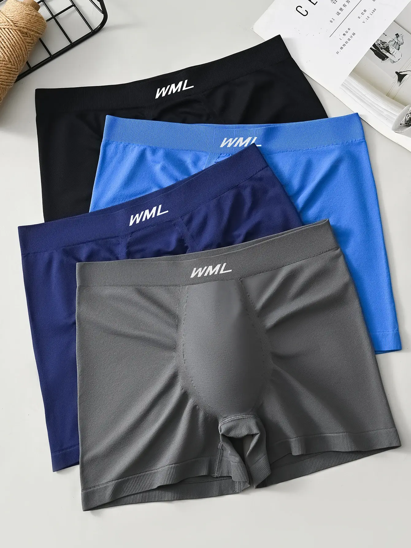 4 Pieces Men's Boxer Briefs Soft Comfortable Healthy Men's Underwear Men's Trendy Casual Sports Men's Seamless Panties Boxers — image 2