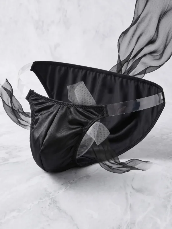 Raso di seta del ghiaccio come la biancheria intima da uomo Solido elasticizzato Slip a forcella alta Mutandine triangolari Custodia rigonfia Mutanda liscia e traspirante — image 14