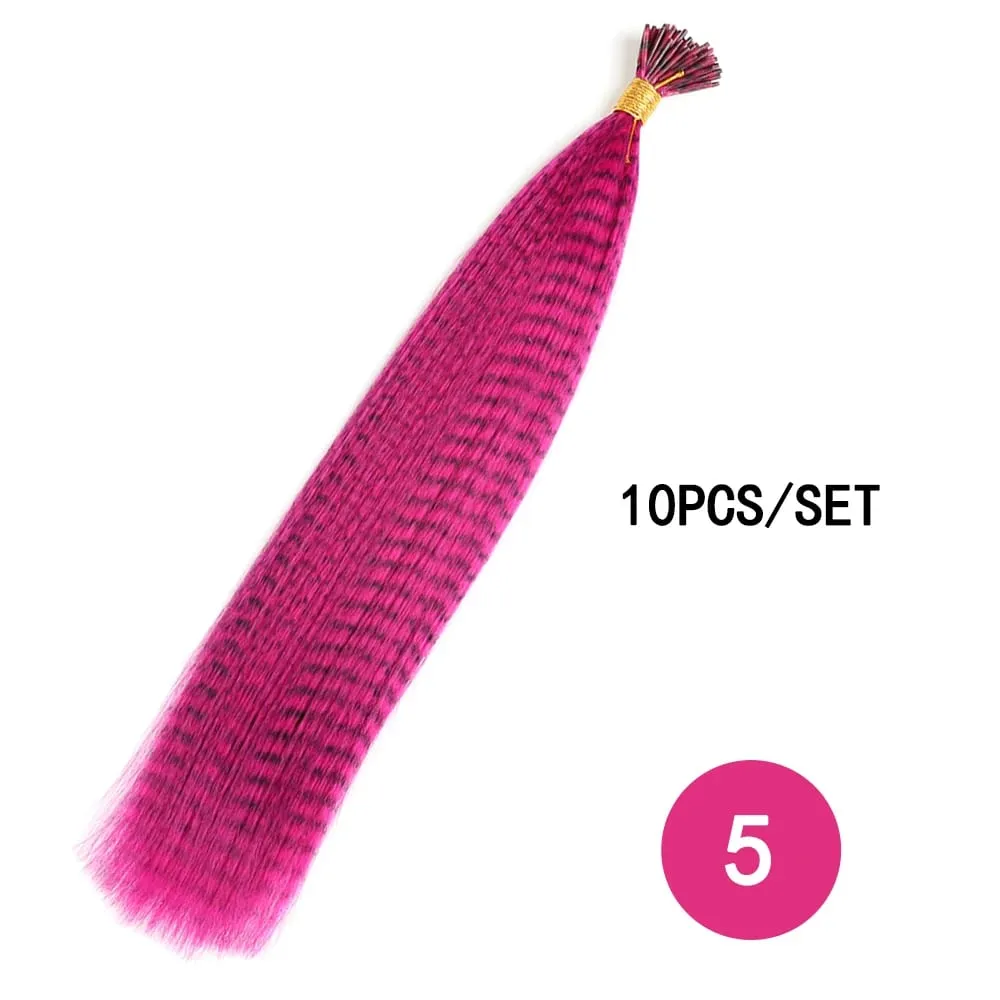 Estensioni dei capelli con piume sintetiche colorate 16 pollici 10 pezzi/pacco blu viola per le donne Parrucchino di piume Zebra Line — image 12