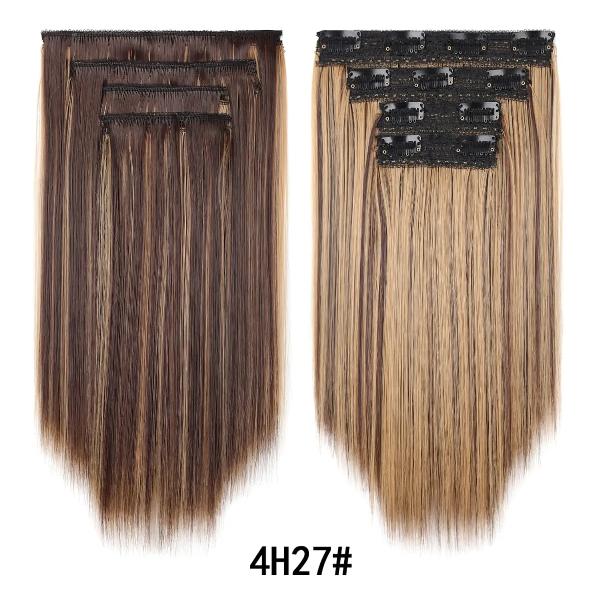 12 นิ้วตรงคลิปในส่วนขยายของผม 4 ชิ้น/เซ็ตเต็มหัวสั้นสังเคราะห์ Highlight Hair Extensions สำหรับผู้หญิง — image 9