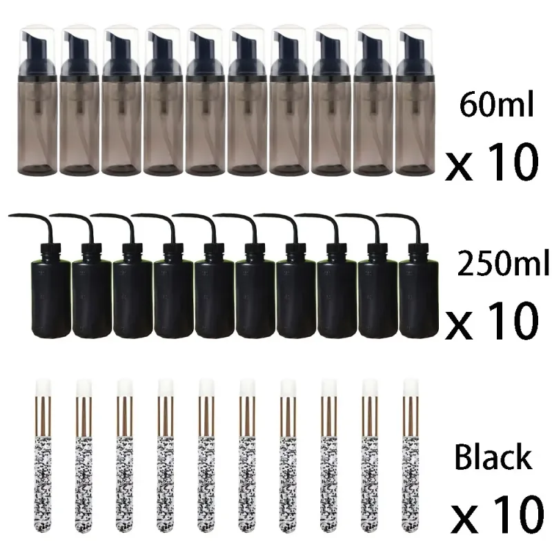 60ml Genopfyldelig lækagefri tomme skummoussepumpeflasker Lash Extension Cleansing Kit Blød børste 250ml skylleflaske Skønhedsværktøj