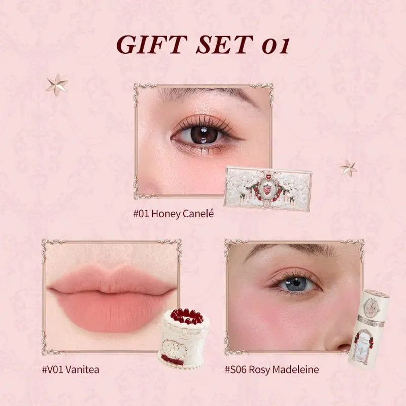Το σετ δώρου μακιγιάζ Flower Knows Strawberry Cupid Collection περιλαμβάνει παλέτα μακιγιάζ+κρέμα χειλιών κέικ+υγρό ρουζ
