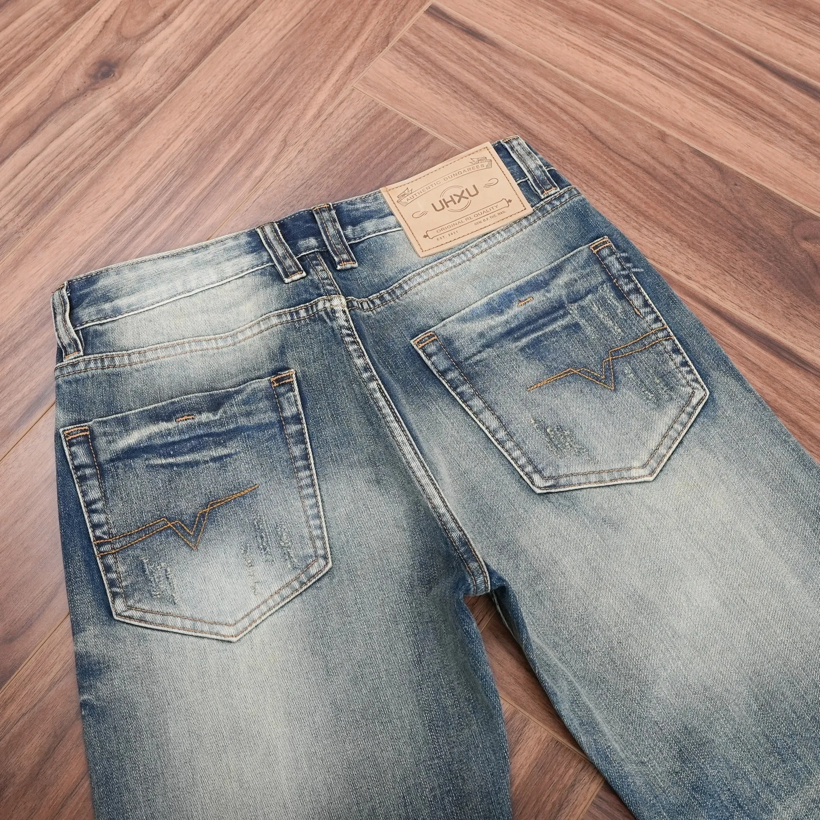 Jean en Denim droit délavé Vintage pour hommes, pantalon de Style rétro américain, Look usé, tendance, printemps-automne 2026 — image 3