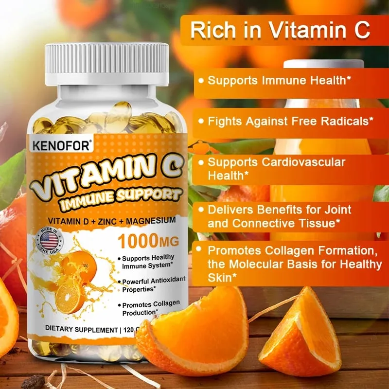 Cápsulas de vitamina C, antioxidante, suporte ao sistema imunológico, produção de energia celular, brilho da pele e síntese de colágeno — image 5