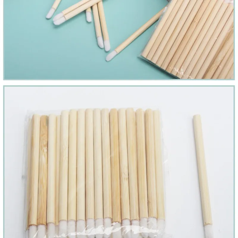 50/100 st Borstar Bambu Läppstift Handtag Läppborstar Förlängningstillbehör Lip GlossWands Applikator Sminkverktyg för ögonfransar