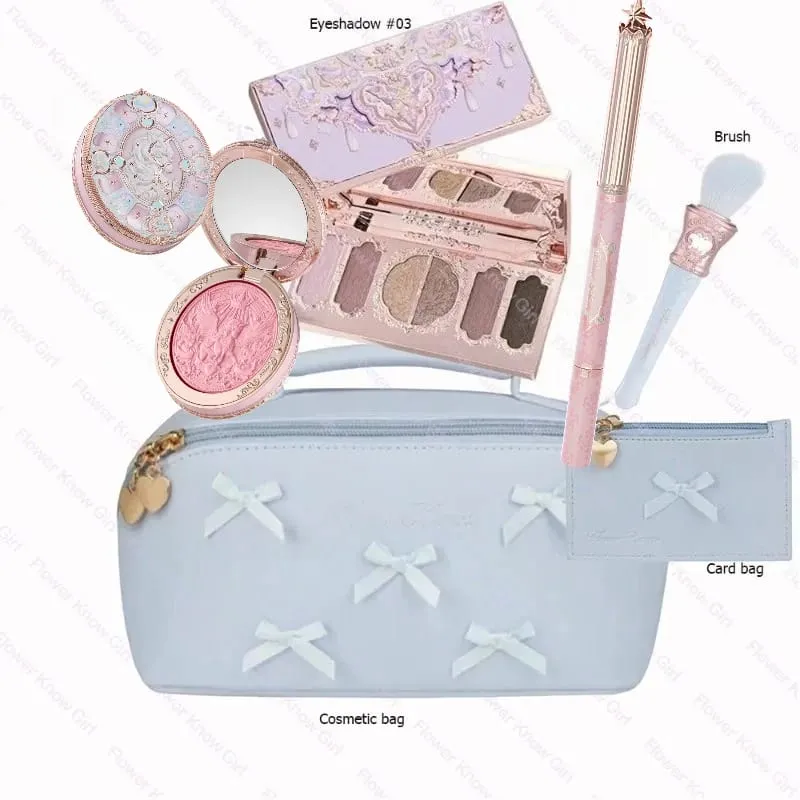 Make-up Flower Knows Set Shell Pearl Series Šestibarevná paleta očních stínů Embosovaná Blusher Shine Lipstick Kit with Bag All In — image 20