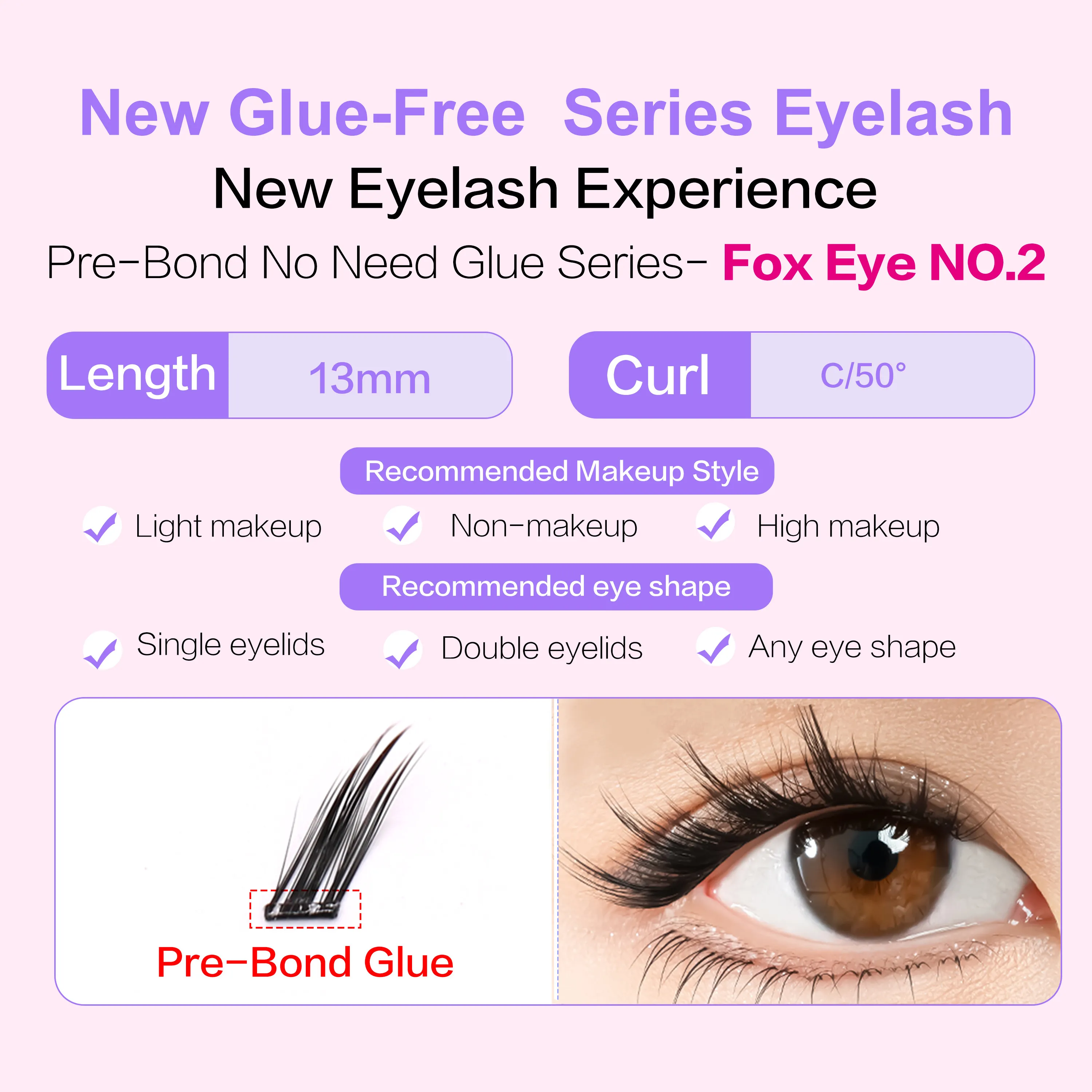 FindLove – faux-cils pré-collés Fox, boucles C, 12mm, réutilisables, Manga, doux, sans colle, outils de maquillage — image 6