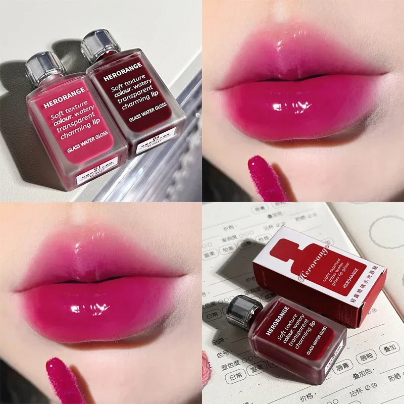 Water-Glow Mirror Lip GLOSS Long Lasting Moisturizing Hydrating Lip Tint แต่งหน้า Skin-Brightening ลิปสติกผู้หญิงเกาหลีเครื่องสำอาง — image 10