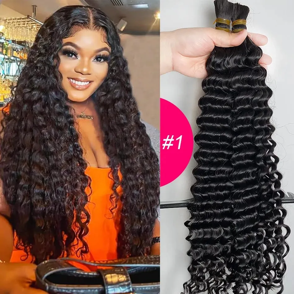 4 # Chocoladebruin Diepe Golf Bulk Menselijk Haar voor Boho Vlechten Krullend Vlechthaar 18-30 inch Remy haarbundel Braziliaans