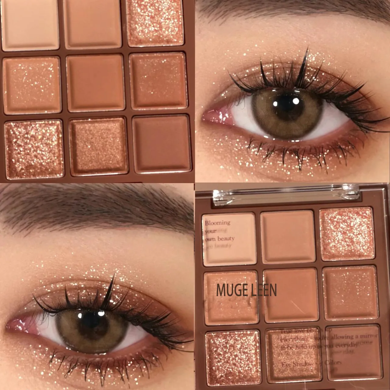 Plaque d'ombre à paupières chocolat neuf couleurs, couleur terre, nacrées, mates, paillettes fines, sans maquillage — image 2