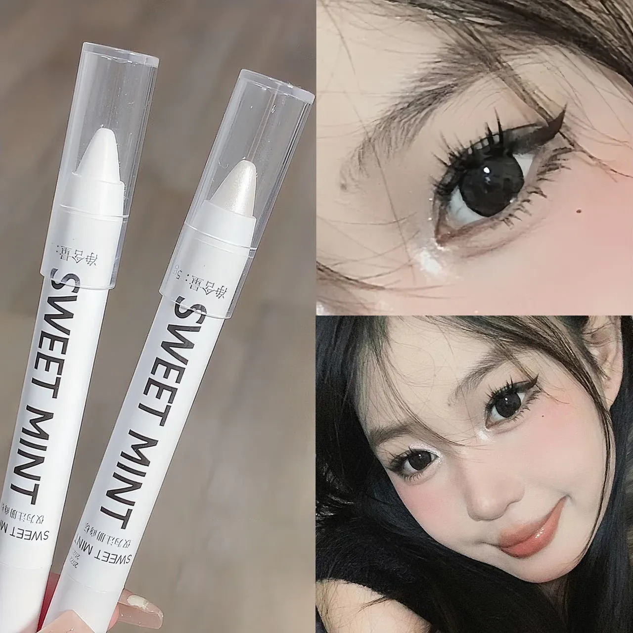 อายไลเนอร์สีขาว SHINY Glitter อายแชโดว์อายไลเนอร์ปากกา 13 สี Matte สีฟ้าสีม่วงสีชมพู Eye Liner แต่งหน้ากระจ่างใส Silkworm