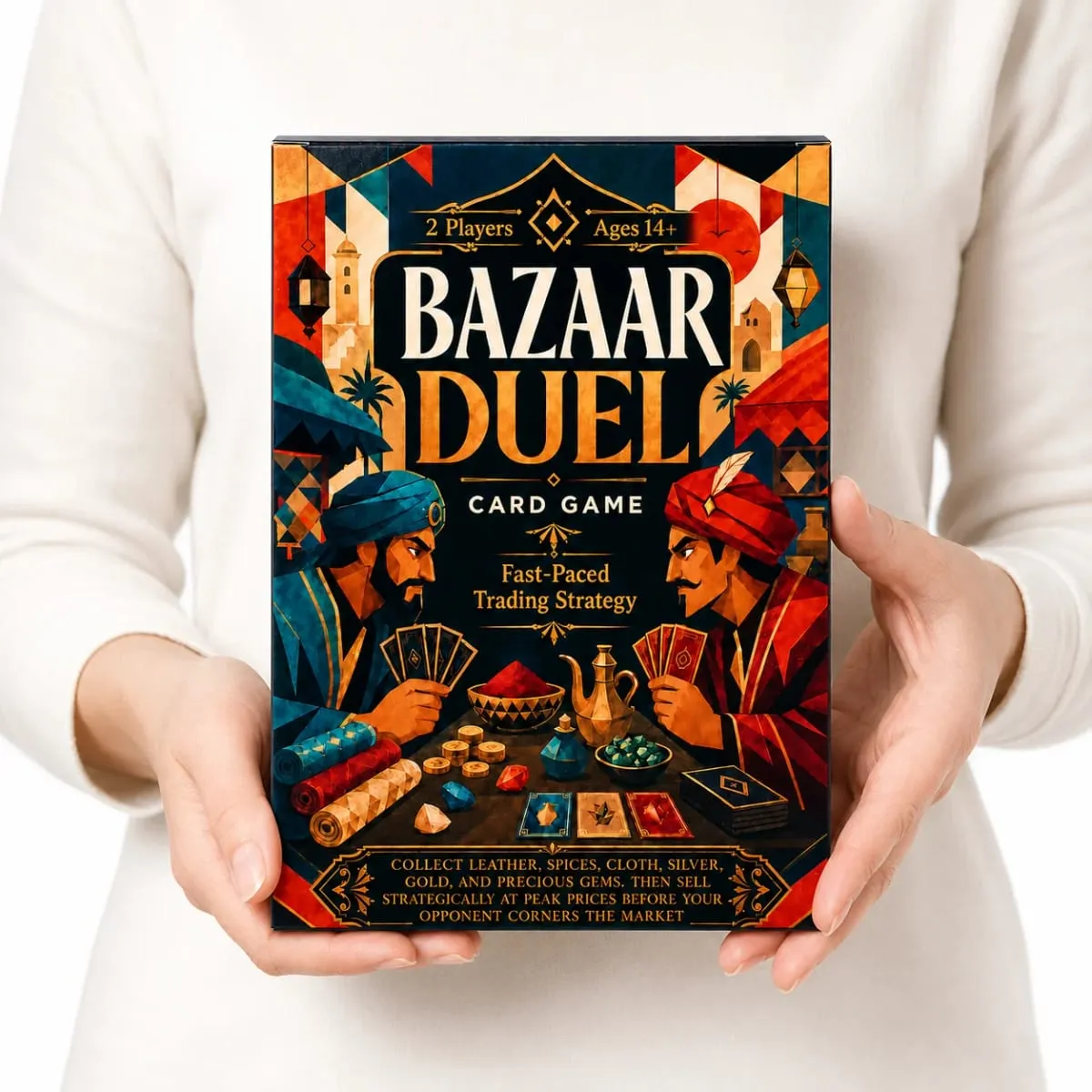 Bazaar Duel Card Game Fast Paced Market Trading Strategy Board Game Collect Leather Spices Cloth Silver Gold and Gems Exchange — image 2
