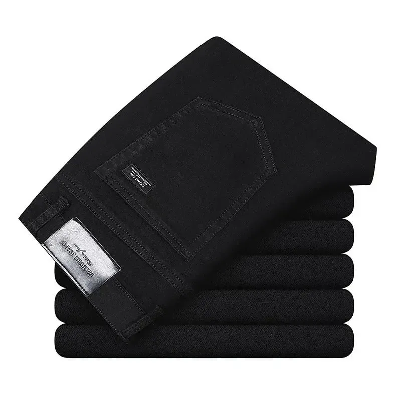2026 Pantaloni in denim elasticizzato slim fit blu regolari dritti Primavera Autunno Jeans classici da uomo alla moda da uomo