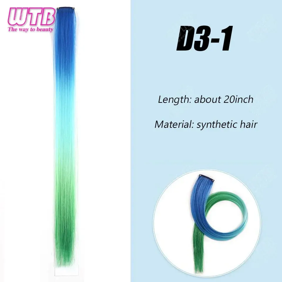 Synthetic Colored Clip in Hair Extensions Straight Hairpiece Multi-Colors Party Highlights Clip in Synthetic for Women Girls — image 13