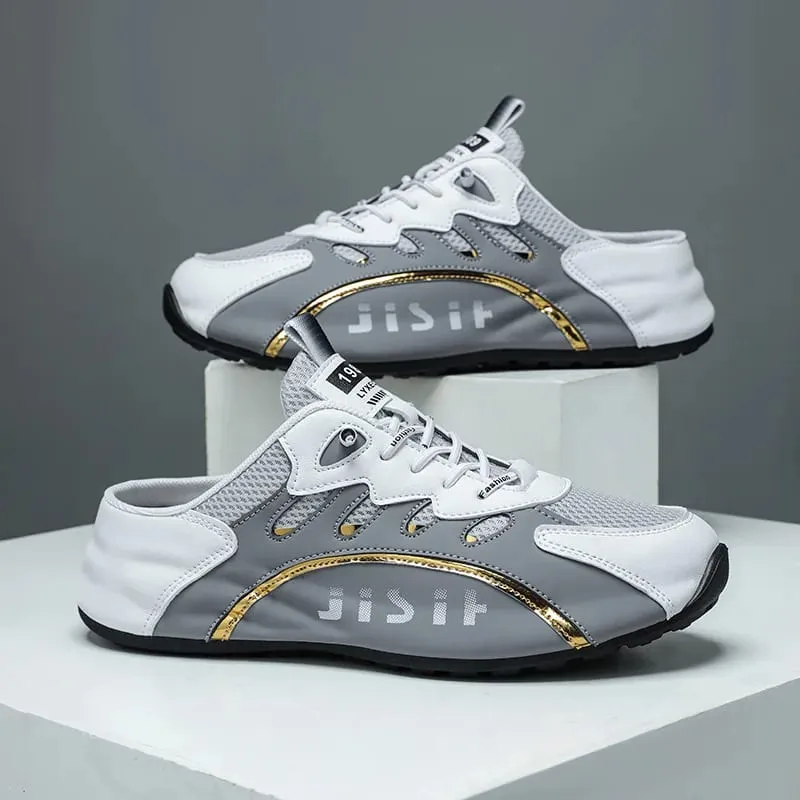 Baotou – pantoufles en maille respirante de grande taille 39-48, chaussures de loisirs en cuir de haute qualité pour hommes, baskets plates tendance Zapatos Hombre — image 2