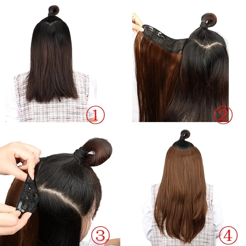 22 นิ้วสังเคราะห์ยาว Micro CURLY Layered Hair EXTENSION Patch ธรรมชาติที่มองไม่เห็น One Piece วิกผมสำหรับผู้หญิง — image 7