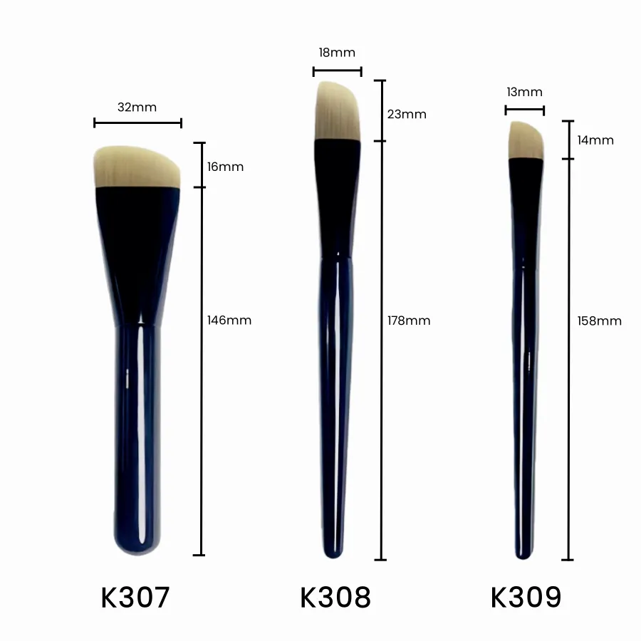 แปรงแต่งหน้ารองพื้นโค้งสีดำ Blush Beauty Foundation Facial Mask Care โลชั่น Make Up Brush Tools — image 2