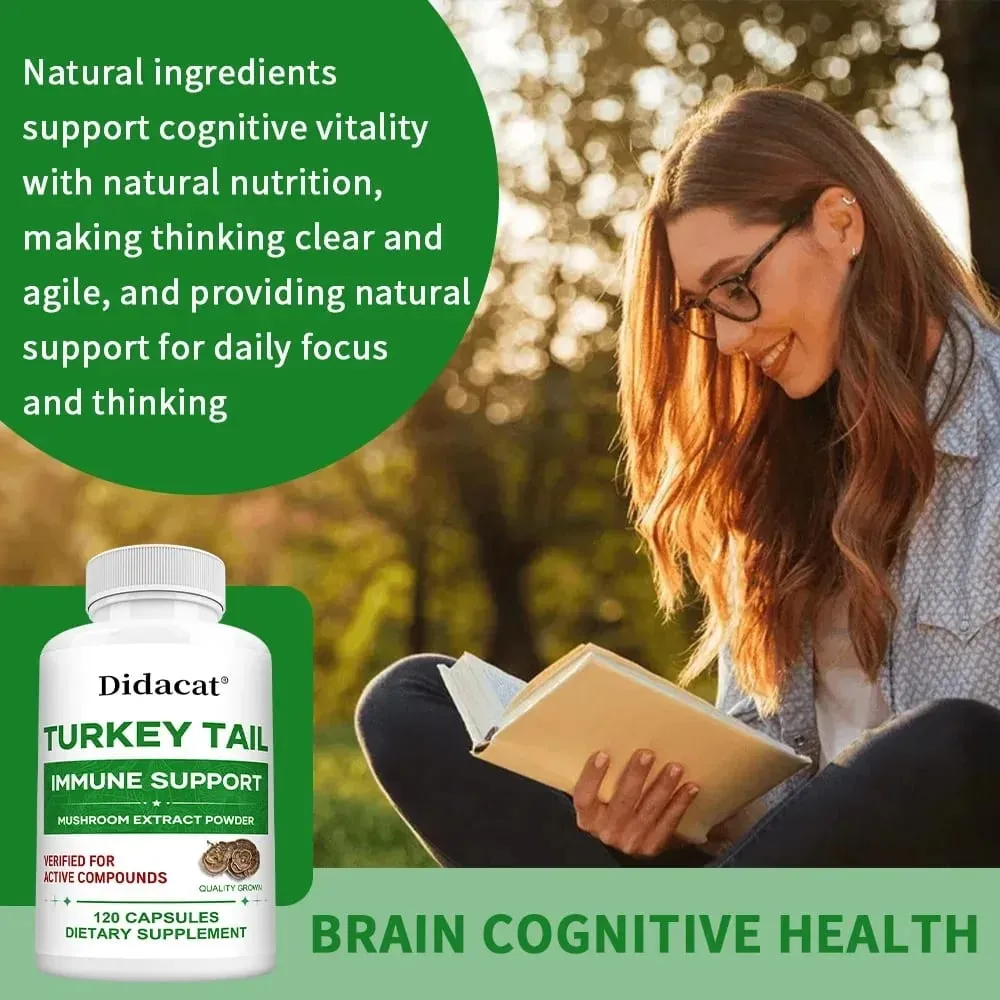 L'integratore di funghi coda di tacchino rafforza il sistema immunitario promuove la salute e la vitalità Vegano non OGM 120 capsule — image 5