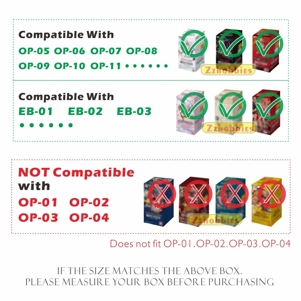 5 STK gennemsigtig plastbeskytterkasse til japansk One Piece (OP-05/06/07/08... & EB-01/02/03...)