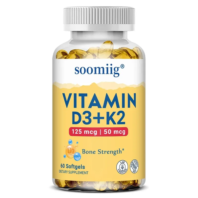 Vitamin D3 K2 - Bone Health & Immune Support Supplement - with 5000 IU Vitamin D and 50 Mcg Vitamin K2 Soy Free