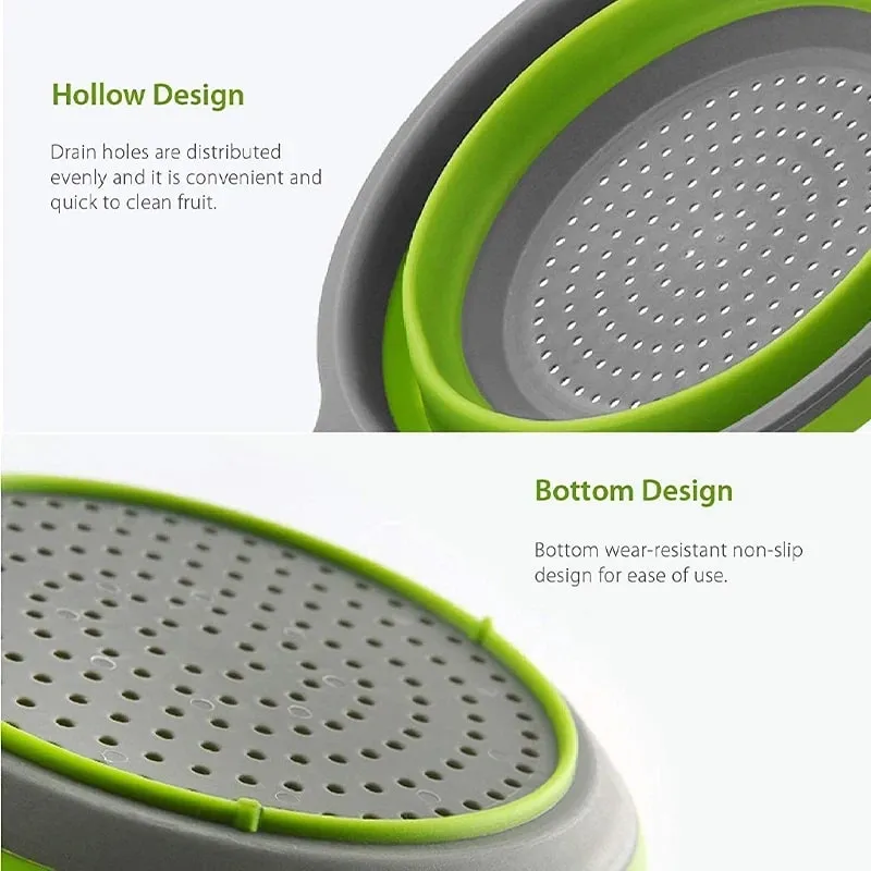 Colador plegable de silicona con mango, colador plegable de cocina para drenar Pasta, verduras, frutas, JT111 — image 5