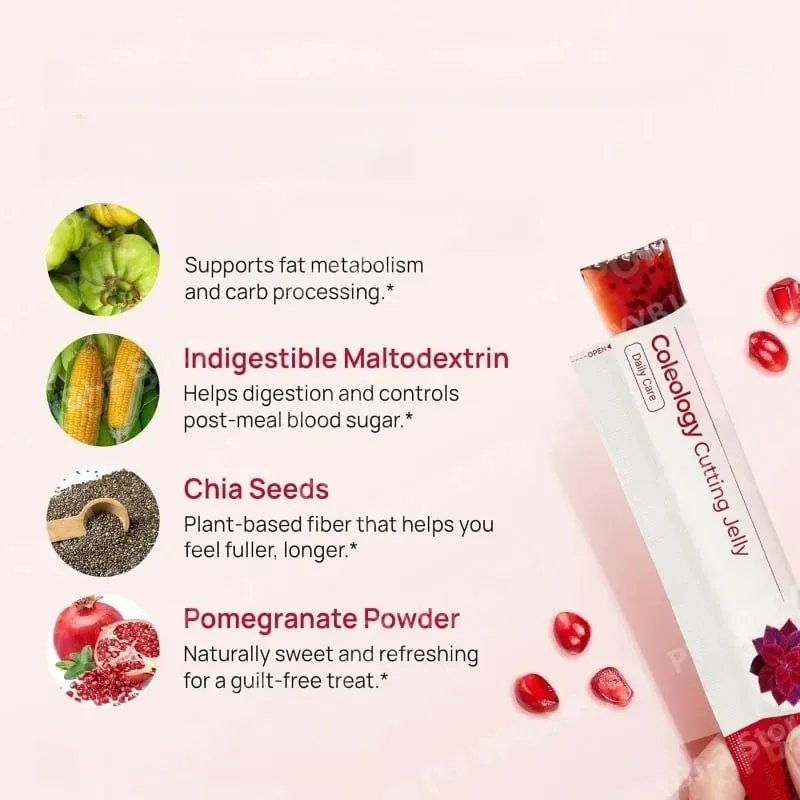 Coleology Cutting Stick Jelly Granatapfelgeschmack mit pflanzlicher Formel und Chiasamen helfen, gesund zu bleiben, 10 Packungen Nahrungsergänzungsmittel — image 6