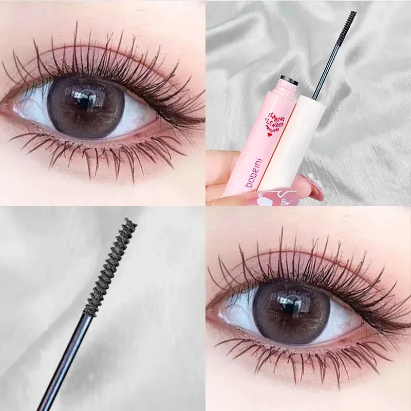 Ultra-Fine แปรงมาสคาร่าแต่งหน้าผ้าไหมเส้นใยยาวขนตากันน้ำ Fast แห้ง Matte สีน้ำตาลสีดำ Curling มาสคาร่าเครื่องสำอางค์