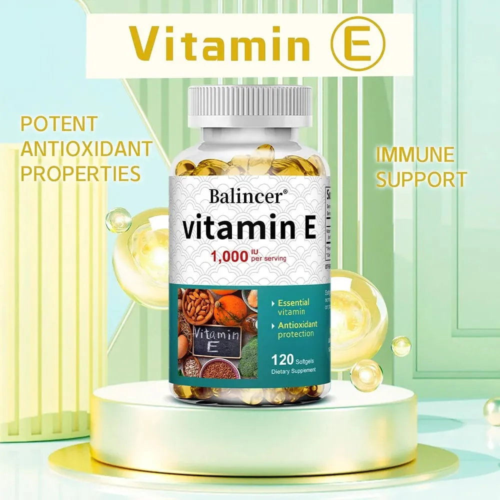 Capsule di vitamina E naturale Integratore antiossidante Supporto Pelle Capelli Unghie Cuore Cervello Sistema cardiovascolare e benessere Benessere — image 3
