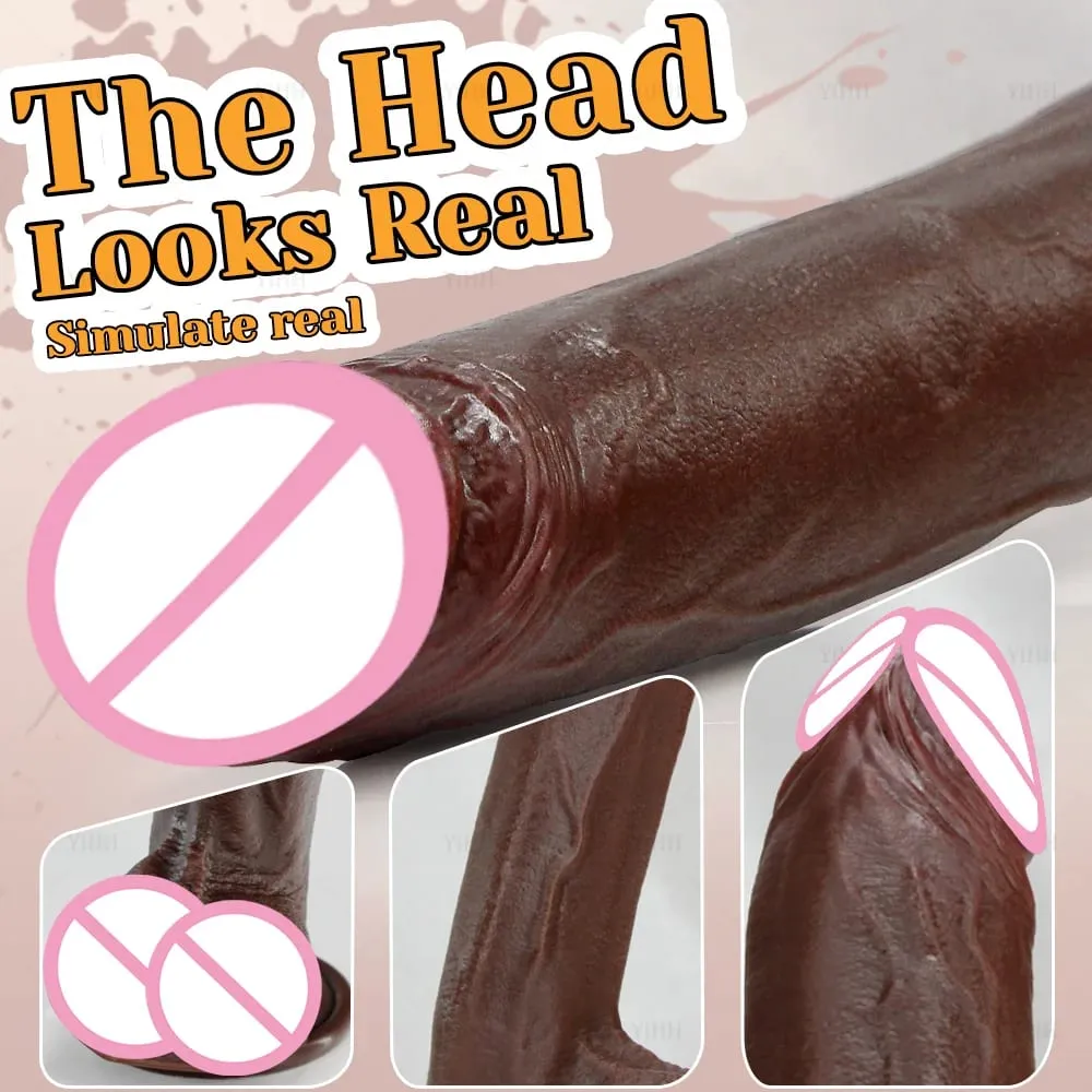 Peau réaliste/gode noir Silicone long pénis énormes godes avec ventouse bite pour femmes Masturbation jouets sexuels anaux pour adultes — image 2