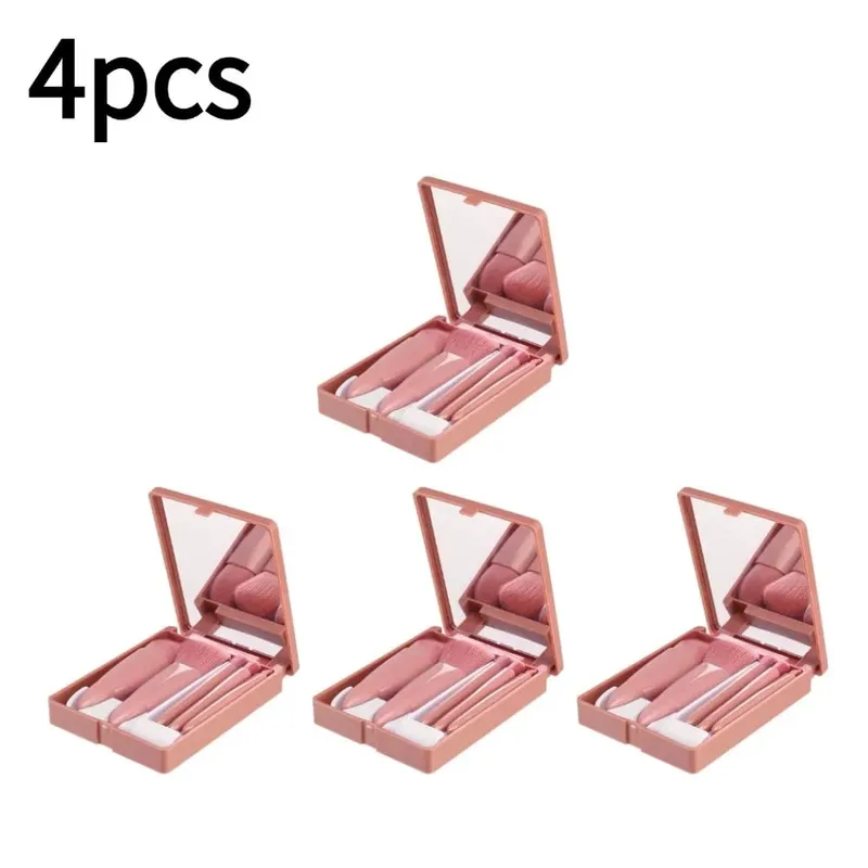 Βούρτσες Small Complete Function Cosmetic Brushes Kit with Case and Mirror 5 τμχ Σετ πινέλα μακιγιάζ μεγέθους ταξιδιού Mini makeup — image 10