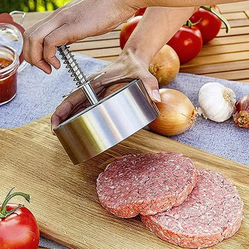 2025 Pembuat Hamburger Patty Hamburger 304 Penekan Burger Anti Lengket Baja Tahan Karat untuk Membuat Roti Daging dan Burger Tipis — image 3