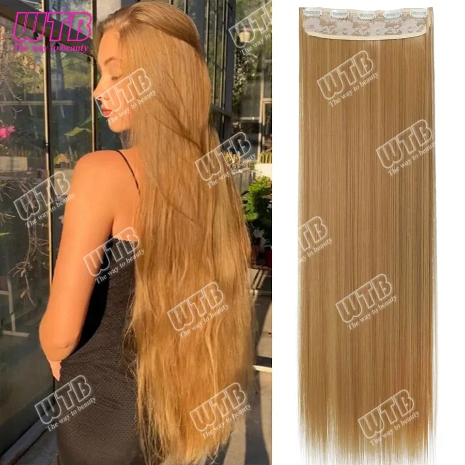Extra lange rechte synthetische 5 clip hair extensions paardenstaart extensie voor dames meisjes 20 ~ 40 inch clip in extensions haarpie